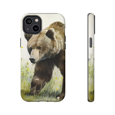 Grizzly Bear in a Field - Impact Resistant Phone Case iPhone 14 Plus Matte